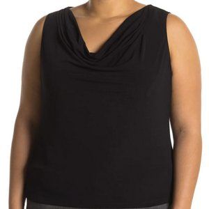 SOLD //////. NWT Catherine Malandrino Black Drape Neck Top 2X